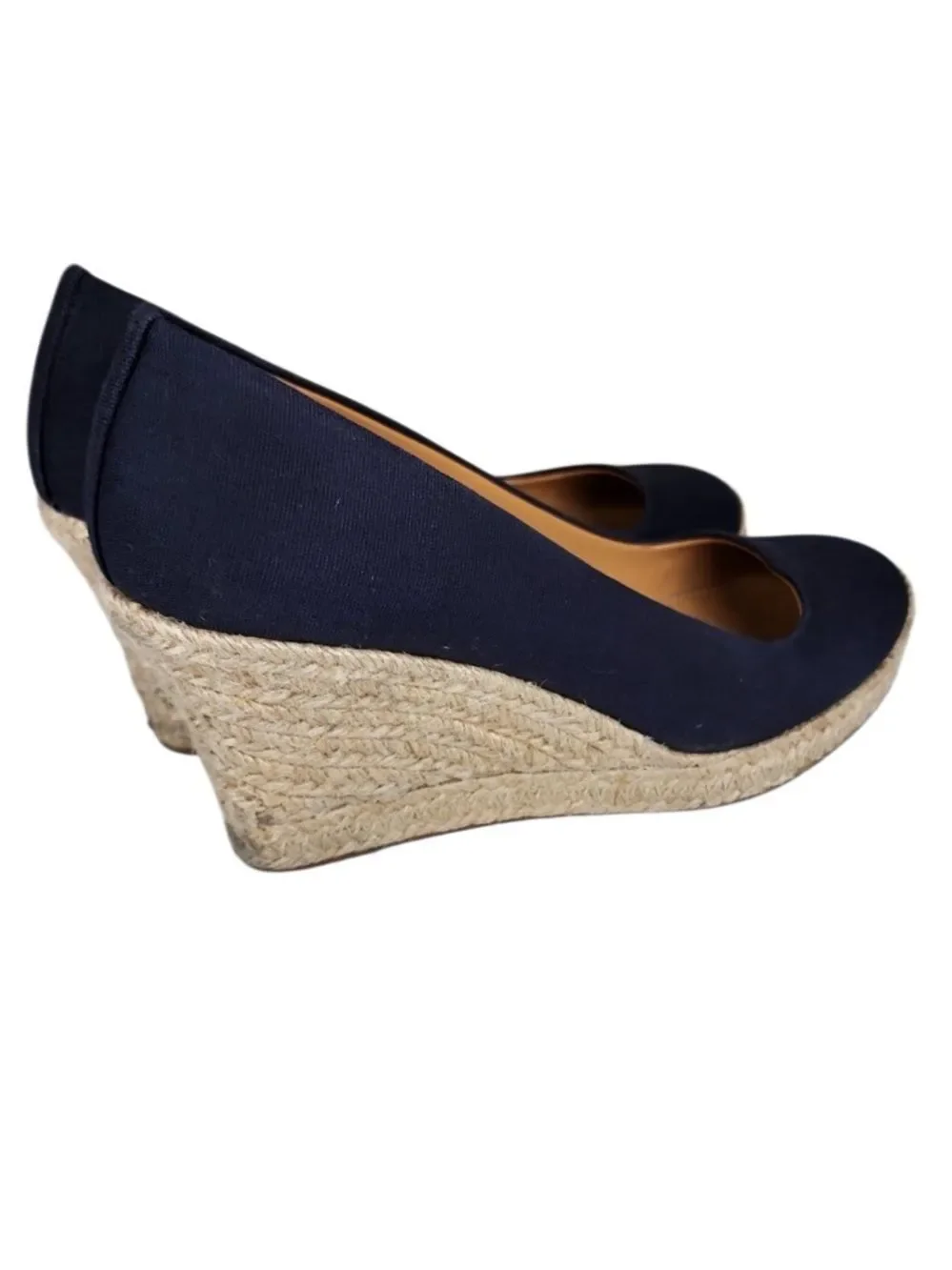 J. Crew J by Crew Navy Blue Canvas Espadrille Wedge Sandals, Size 9